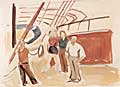 Rudolf Riester, Artisten bei der Probe (Zirkus Knie), um 1950 (Aquarell über Bleistift) Rudolf Riester